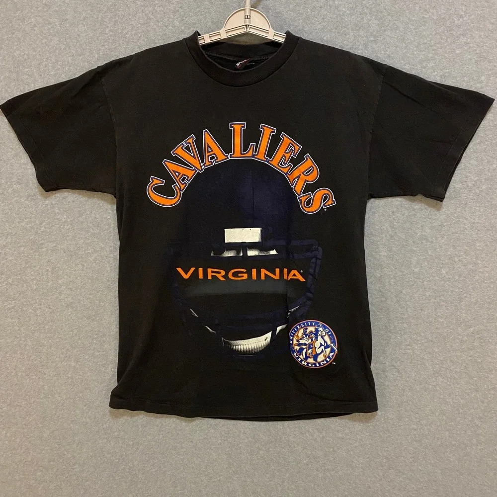 Virginia Cavaliers Adult L Football Shirt 100% Cotton Made in USA Hoos Vintage